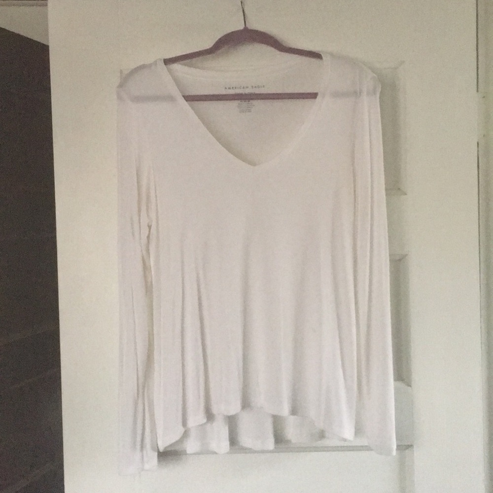 White robbed long sleeve American Eagle top size M
